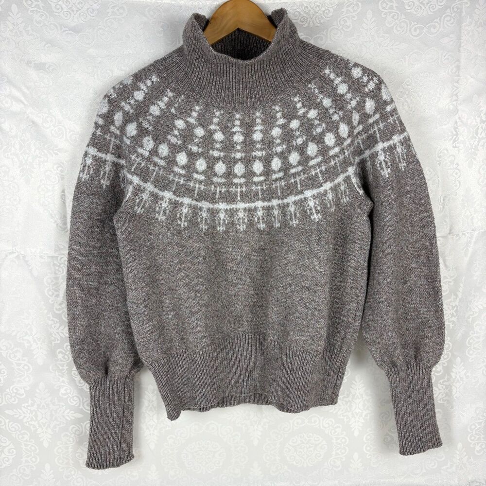 Free Assembly Sweater Fair Isle Balloon Sleeve Fisherman Winter Apres-ski M